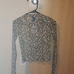 Leopard Print Mock Neck Top